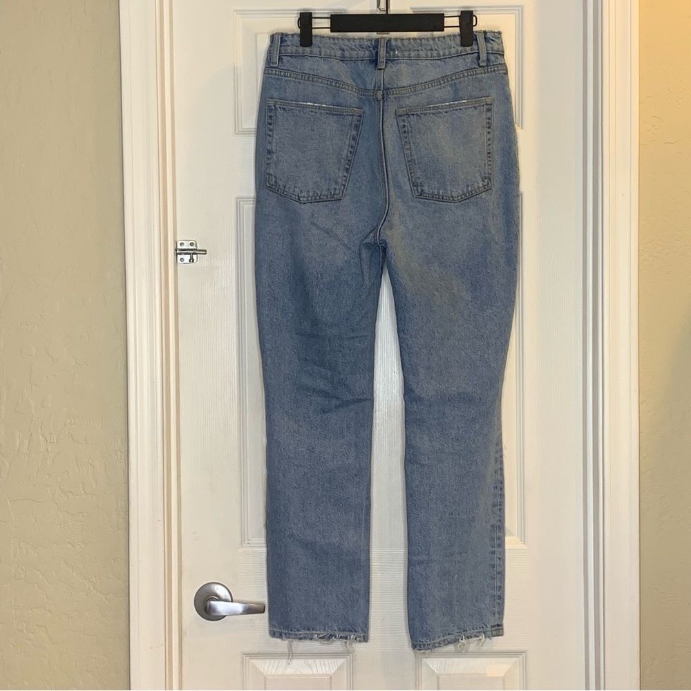 Lovers + Friends Reece High Rise Rigid Slim Straight Jeans Size 29 Distressed - Picture 2 of 12